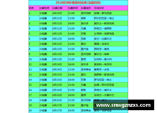 2024欧洲杯赛程详细时间安排表